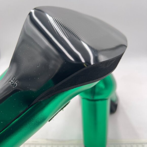 YDN Forest Green Penny Loafers Round Toe Pumps Platform Chunky Heel Shoe - Picture 6 of 8